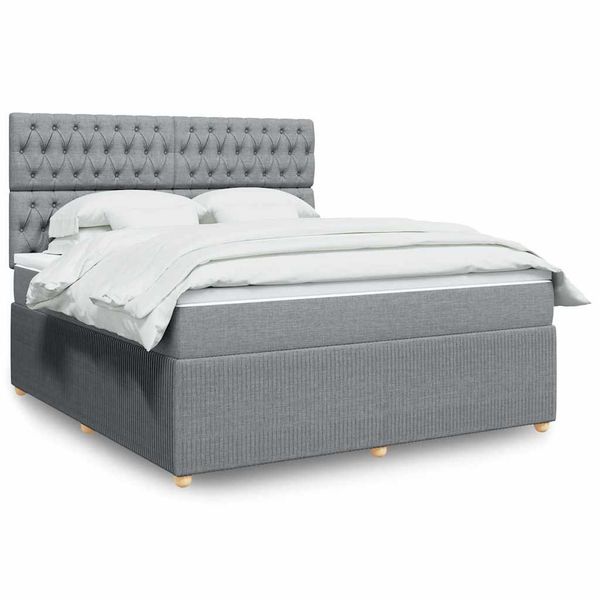 vidaXL Boxspring posteľ s matracom bledosivá 180x200 cm látka