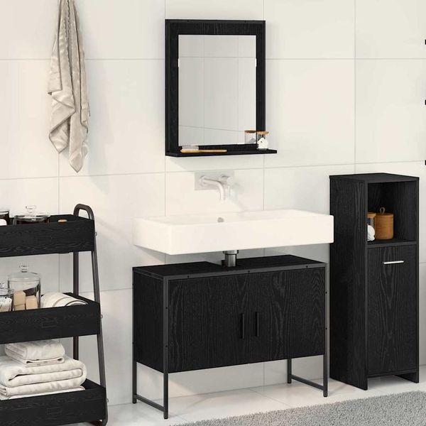 vidaXL Sada kúpeľňového nábytku Nástenný 2 pcs Čierna Kompozitné drevo