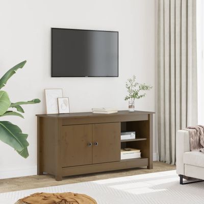 vidaXL TV skrinka medovo-hnedá 103x36,5x52 cm masívna borovica
