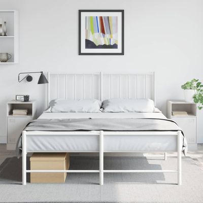 vidaXL Nočné stolíky 2 ks biele 34,5x39x62 cm oceľ