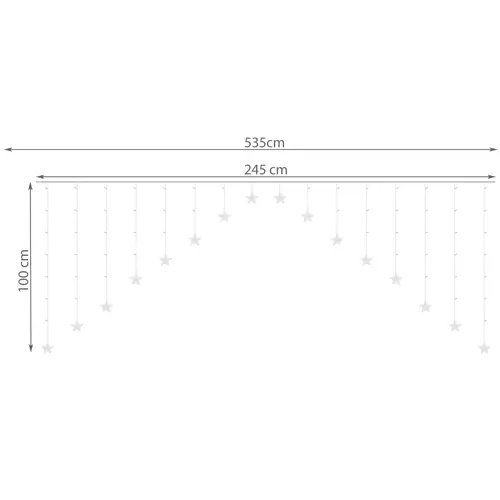 Vianočné osvetlenie ISO19738-svetelný záves 136 LEDdo okna hviezdy teplá biela USB , 5,3m Vianočné osvetlenie ISO19738 - svetelný záves 136 LED do okna hviezdy teplá biela USB , 5,3m