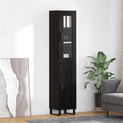 vidaXL Highboard Čierny dub 34,5 x 34 x 180 cm Kompozitné drevo