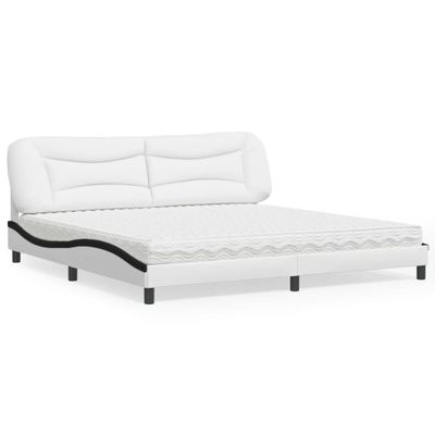 vidaXL Posteľ s matracom Hvar bielo-čierna 200x200 cm umelá koža