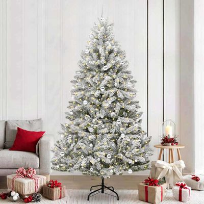 vidaXL Umelý vianočný stromček Zelená a biela 240 cm PVC a kov