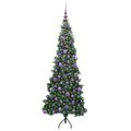 vidaXL Rohový umelý vianočný strom s 300 LED-i Zelená 180 cm PVC a kov