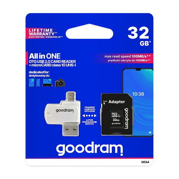Pamäťová karta GoodRam 32GB microSDHC cl. 10 UHS-I + adaptér + čítačka kariet