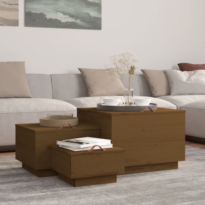 vidaXL Úložné boxy s vekom 3 ks medovohnedé masívna borovica