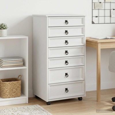 vidaXL Mobilný úložný kabinet s priehradkami CORONA Biela