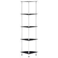 vidaXL Regál s 5 policami, čierny 30x30x130 cm, tvrdené sklo