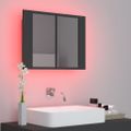 vidaXL LED kúpeľňová zrkadlová skrinka sivá 60x12x45 cm akryl