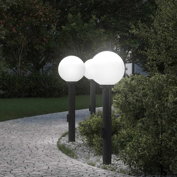 vidaXL Stĺpikové svetlá so zásuvkou 3 ks 80 cm čierne IP44