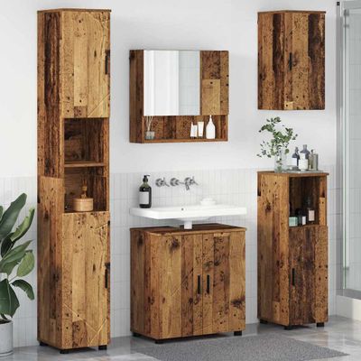 vidaXL Sada kúpeľňového nábytku Nástenný s úložiskom 5 pcs Staré drevo