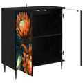 vidaXL Servírovacia skriňa LOCHEM Čierny dub 69 x 33 x 76 cm