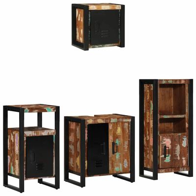 vidaXL Sada kúpeľňového nábytku Nástenný 4 pcs Masívne obnovené drevo
