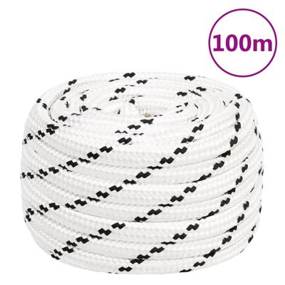 vidaXL Pracovné lano biele 18 mm 100 m polyester