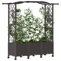 vidaXL Vyvýšený záhon s mriežkou a strechou Hnedá 164 x 40 x 144 cm PP
