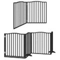 vidaXL Brána pre psa dvere sklad. 8-panel. čierna 640cm topoľové drevo
