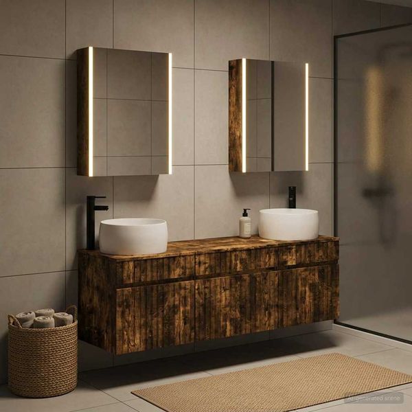 vidaXL Set kabinetov do kúpeľne 5 pcs Dymový dub 53 x 15,5 x 70 cm