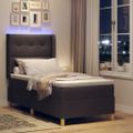 vidaXL Posteľ s pružinovým rámom s LED pásikmi Hnedá 80 x 200 cm látka