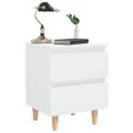 vidaXL Nočný stolík, nohy z borovice, lesklý biely 40x35x50 cm