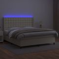 vidaXL Boxspring posteľ s matracom a LED krémová 180x200 cm umelá koža
