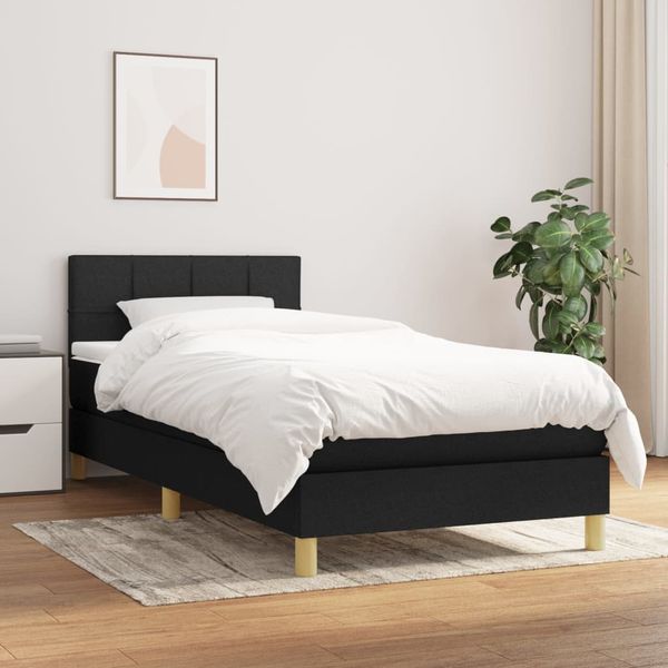 vidaXL Posteľný rám boxspring s matracom čierny 90x200 cm látka