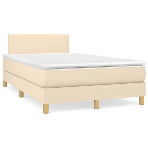 vidaXL Boxspring posteľ s matracom krémová 120x190 cm látka