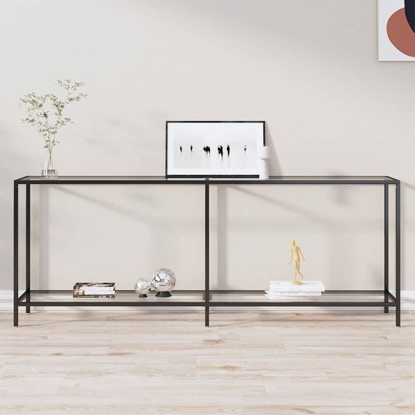 vidaXL Konzolový stolík priehľadný 200x35x75,5 cm tvrdené sklo