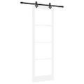 vidaXL Posuvné dvere Biela 78 x 232 cm Masívne borovicové drevo a sklo
