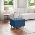 vidaXL Ottoman s Úložným Priestorom Modrá 60 x 60 x 45 cm látka