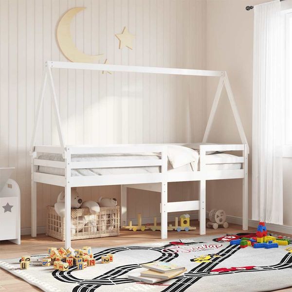 vidaXL Strecha na detskú posteľ biela 209x85,5x88 cm borovicový masív