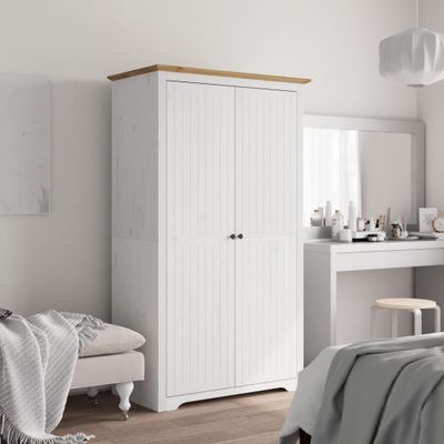 vidaXL Šatník BODO biely a hnedý 99x53,5x173 cm masívna borovica