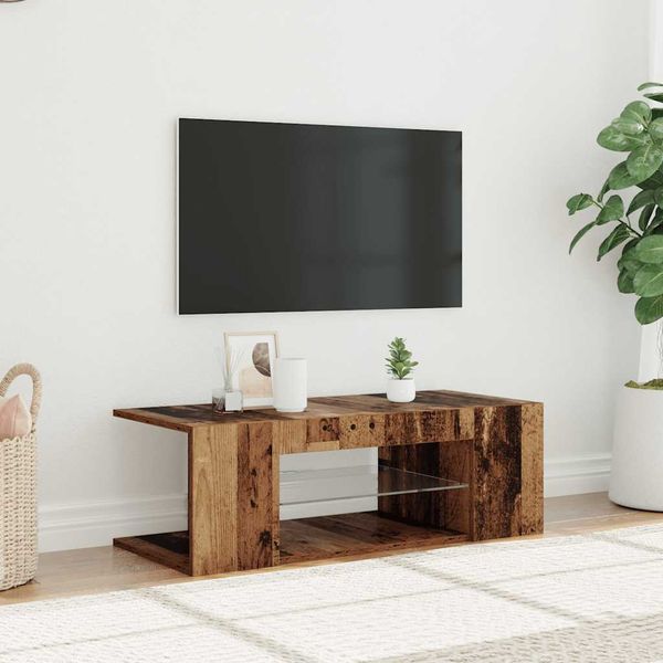 vidaXL TV skrinka s LED staré drevo 90x39x30 cm kompozitné drevo