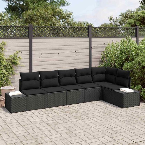 vidaXL Súprava záhradných pohoviek s úložiskom 6 pcs Čierna polyratan