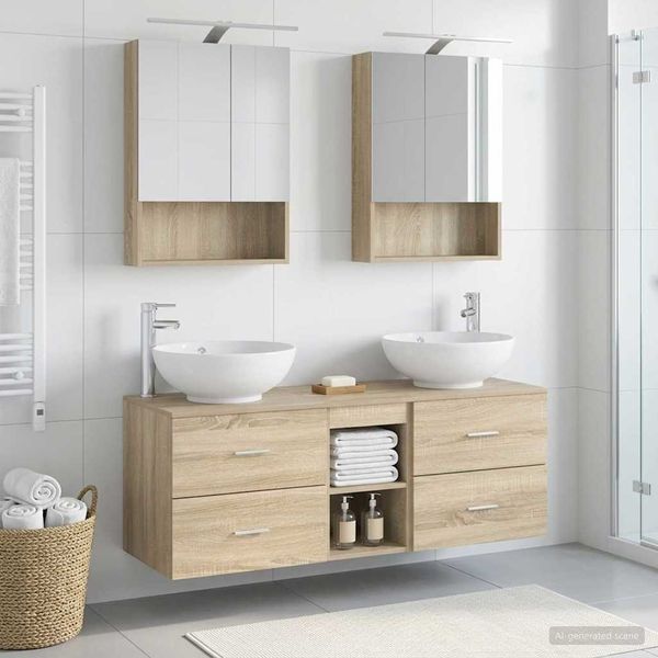 vidaXL Sada kúpeľňového nábytku 5 pcs Dub sonoma