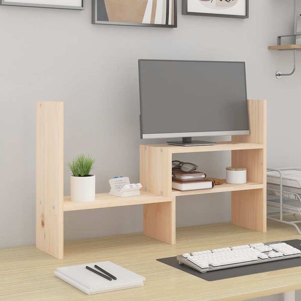 vidaXL Stojan na monitor (39-72)x17x43 cm masívna borovica