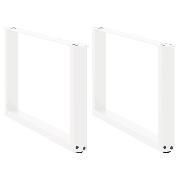 vidaXL Nohy konferenčného stolíka v tvare U, 2 ks, biele, 60 x (42-43) cm, oceľové