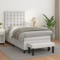 vidaXL Boxspring posteľ s matracom biela 90x200 cm umelá koža