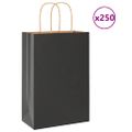 vidaXL Papierové tašky 250 ks s rúčkami, čierna, 21x11x31 cm