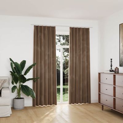 vidaXL Zatemňovacie závesy 2 ks s háčikmi, zamat, béžové 140x225 cm