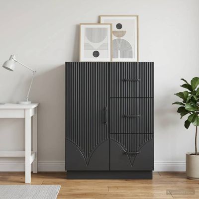 vidaXL Servírovacia skriňa Čierna 66 x 34,5 x 87 cm Kompozitné drevo