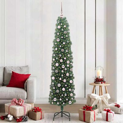 vidaXL Umelý vianočný stromček Zelená 210 cm PVC, oceľ a plast