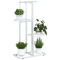 vidaXL 4-poschodový stojan na kvety 43x22x76 cm biely kov