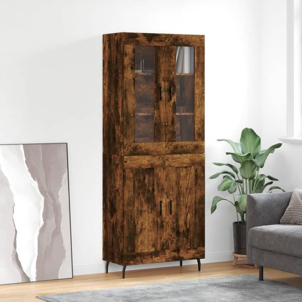 vidaXL Vysoká skrinka dymový dub 69,5x34x180 cm spracované drevo