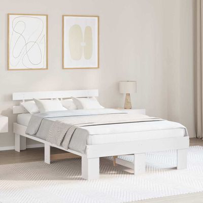 vidaXL Rám postele Biela 135 x 190 cm Masívne borovicové drevo