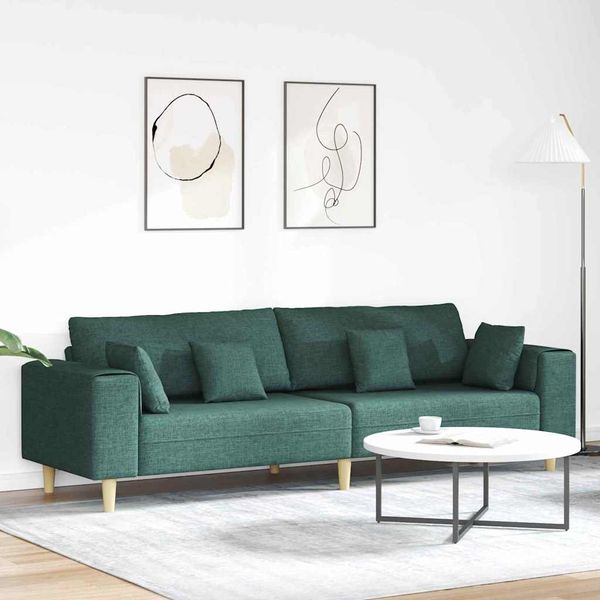 vidaXL Pohovka s vankúšom Tmavozelená 250 x 77 x 76 cm látka