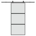 vidaXL Posuvné dvere s kovaním tvrdené sklo a hliník úzke 90x205 cm