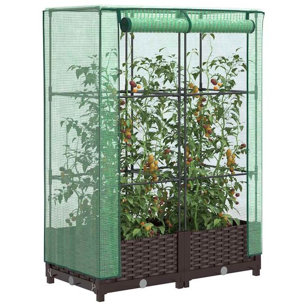 vidaXL Záhon s krytom na skleník ratanový vzhľad 80x40x123 cm