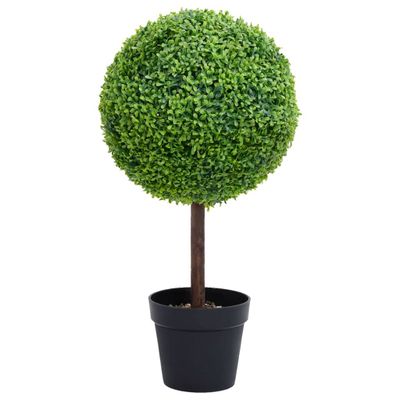 vidaXL Umelý krušpán v tvare gule s kvetináčom zelený 50 cm