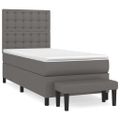 vidaXL Boxspring posteľ s matracom sivá 90x200 cm umelá koža